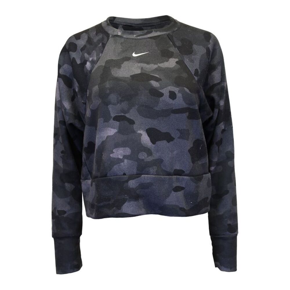 Nike Rebel Fleece Crewneck Camo Pullover in Black Polyester